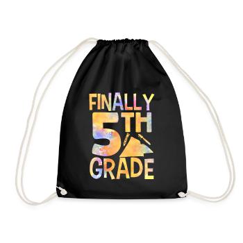 Finally 5 Class School Fifth Grader Fifth - Drawstring Bag - black - Front