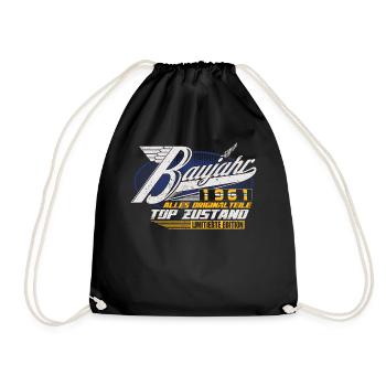 Year of construction 1961 Birthday gift Year of birth 1961 - Drawstring Bag - black - Front