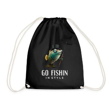 Go Fishin in Style - Funny Fisherman - Drawstring Bag - black - Front