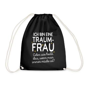 Traumfrau Oder Wie Heißt Das Wenn Man Müde Ist - Turnbeutel - Schwarz - Vorne