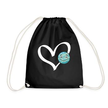 Funny Planet Heart Space Exploration Space Travel - Drawstring Bag - black - Front