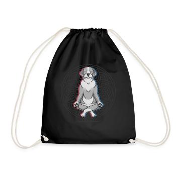 Namaste Dog Mandala Lotus Meditation Dog - Drawstring Bag - black - Front