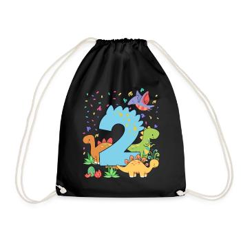 Herd of cute dinosaurs 2nd birthday 2 - Drawstring Bag - black - Front