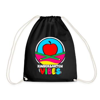 Kindergarten Vibes Cute Children Humor Sayings - Drawstring Bag - black - Front