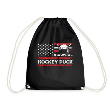 Hockey Puck Amerikanische Flagge Eishockey Team - Turnbeutel - Schwarz - Vorne