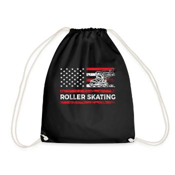 Rollschuhlaufen American Fitness Sport Flagge - Turnbeutel - Schwarz - Vorne