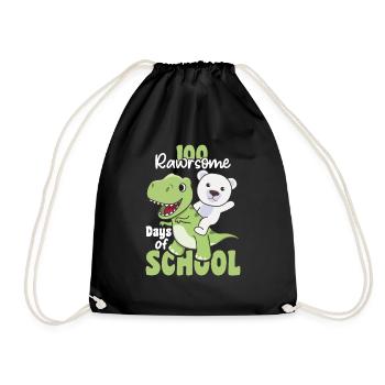100 rawrsome days of school Polar Bear Trex 100 Days - Drawstring Bag - black - Front