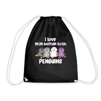 Asexual Flag Pride LGBTQ süßer Pinguin - Turnbeutel - Schwarz - Vorne