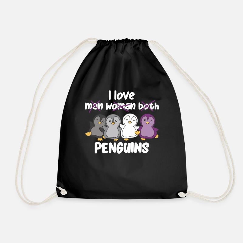 Asexual Flag Pride LGBTQ süßer Pinguin - Turnbeutel - Schwarz