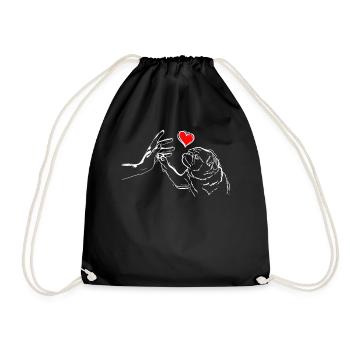 Mops Liebe High Five - Turnbeutel - Schwarz - Vorne