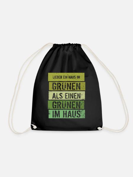 Lieber ein Haus im Grünen - Grüne nein Danke! - Turnbeutel - Schwarz