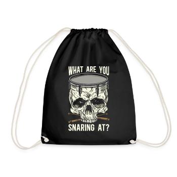 Snare Drum What Are You Snaring Instrument Drummer - Drawstring Bag - black - Front