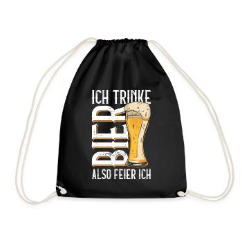 Ich Trinke Bier Also Feier Ich - Bier Tag Bier - Turnbeutel - Schwarz - Vorne