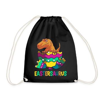 Eastersaurus Easter T-Rex Dinosaur Easter - Drawstring Bag - black - Front