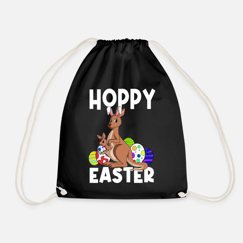 Hoppy Easter Süßes Ostern Känguru Osterhase - Turnbeutel - Schwarz