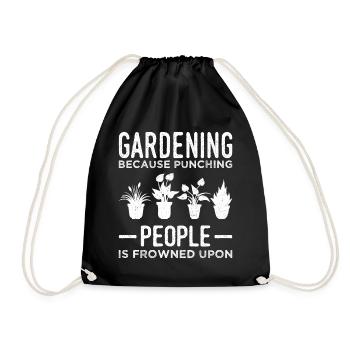 Gardening Because Punching People Frowned Gardener - Drawstring Bag - black - Front