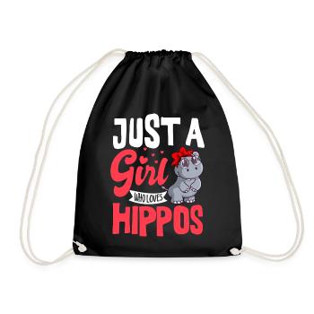 Ein Mädchen Das Flusspferde Liebt Hippopotamus - Turnbeutel - Schwarz - Vorne