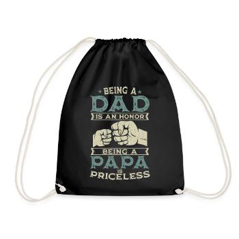 Being a father is an honor daddy priceless father's day - Drawstring Bag - black - Front