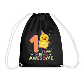 Duck for 1st birthday for children one year old - Drawstring Bag - black - Front
