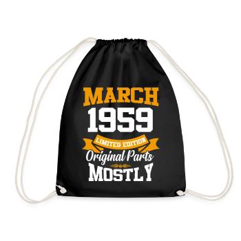 March 1959 Vintage Birthday Gift - Drawstring Bag - black - Front