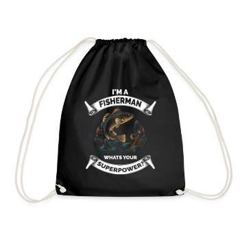 Retro Fishing Funny - Drawstring Bag - black - Front