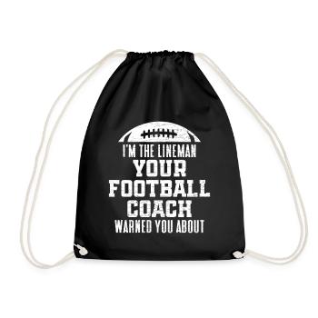 Footballspieler American Football Lineman - Turnbeutel - Schwarz - Vorne
