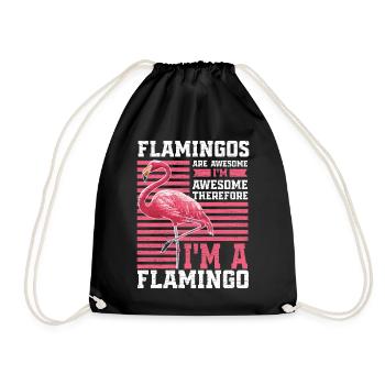 Flamingo Geschenkidee - Turnbeutel - Schwarz - Vorne