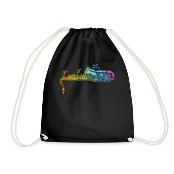 Saxophone Player Stick Figure Saxophone Saxophonis - Turnbeutel - Schwarz - Vorne
