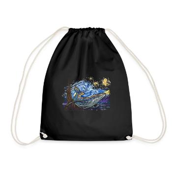 Baleine à bosse Van Gogh design pour l’observation des baleines - Sac de sport léger - noir - Devant