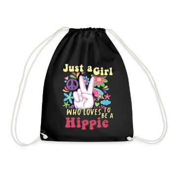 Hippie Peace Groovy Flowerpower Boho Woodstock - Turnbeutel - Schwarz - Vorne