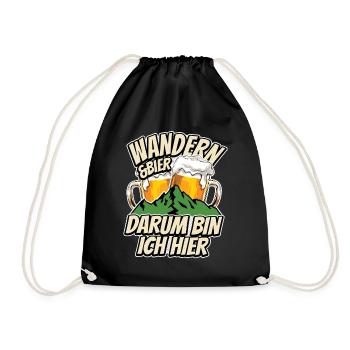 Wandern & Bier - darum bin ich hier - Naturfan - Turnbeutel - Schwarz - Vorne