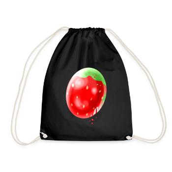 Easter Egg Painted Like A Strawberry For Easter - Turnbeutel - Schwarz - Vorne