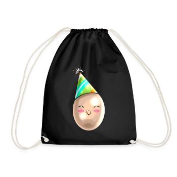 Funny Painted Egg With Party Hat Cone For Easter - Turnbeutel - Schwarz - Vorne
