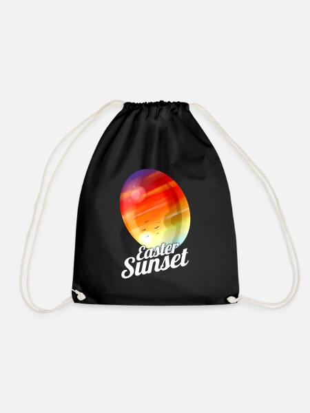 Easter Sunset Painted Easter Egg For Egg Hunt On - Drawstring Bag - black