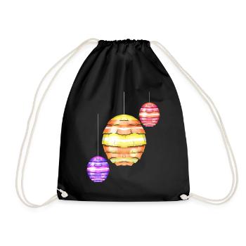 Egg Shaped Lanterns Easter Decoration For Easter - Drawstring Bag - black - Front
