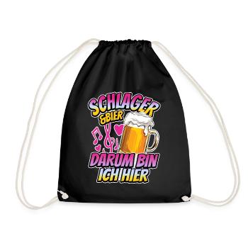 Schlager & Bier - darum bin ich hier - Musik - Turnbeutel - Schwarz - Vorne