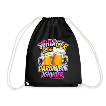 Schlager & Bier - darum bin ich hier - Musik - Turnbeutel - Schwarz - Vorne