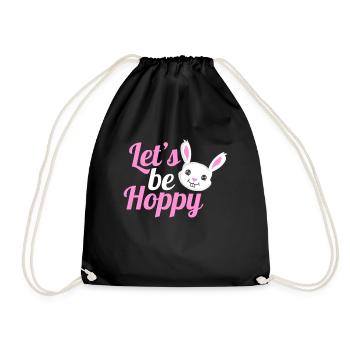 Cute And Funny Easter Rabbit Let's Be Hoppy On - Turnbeutel - Schwarz - Vorne