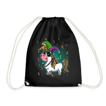 Mardi Gras Narr Hut Maske Und Perlen Einhorn - Turnbeutel - Schwarz - Vorne