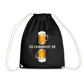 Es eskaliert eh - Party - Saufen - Spruch - Turnbeutel - Schwarz - Vorne