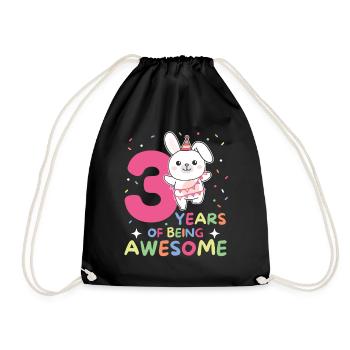 Lapin pour les enfants de 3ème anniversaire de trois ans - Sac de sport léger - noir - Devant