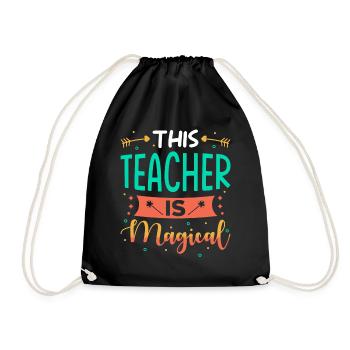 Lehrerin Geschenk - Turnbeutel - Schwarz - Vorne