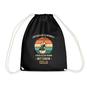 Cello Cellospieler Cellist - Turnbeutel - Schwarz - Vorne