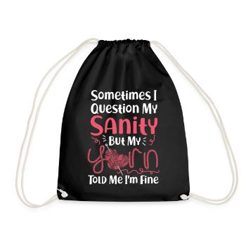 Knitting Knitter Sometimes I - Drawstring Bag - black - Front