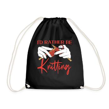 Knitting Knitter I'd Rather Be - Drawstring Bag - black - Front