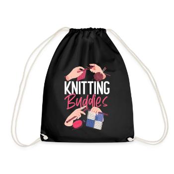 Knitting Knitter Friends Besties - Turnbeutel - Schwarz - Vorne