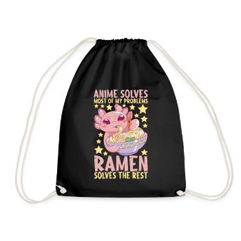 Anime Ramen Axolotl - Turnbeutel - Schwarz - Vorne
