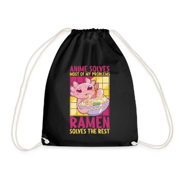 Anime Ramen Axolotl - Turnbeutel - Schwarz - Vorne