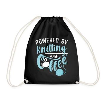 Knitting Knitter Coffee Powered By - Drawstring Bag - black - Front