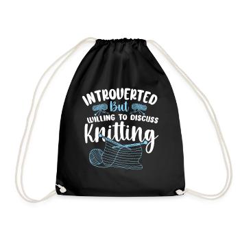 Knitting Knitter Introverted But - Turnbeutel - Schwarz - Vorne